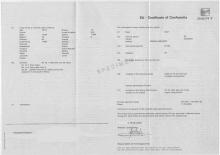 Certificaat van Overeenstemming Seat - Cvo Seat - Coc Seat